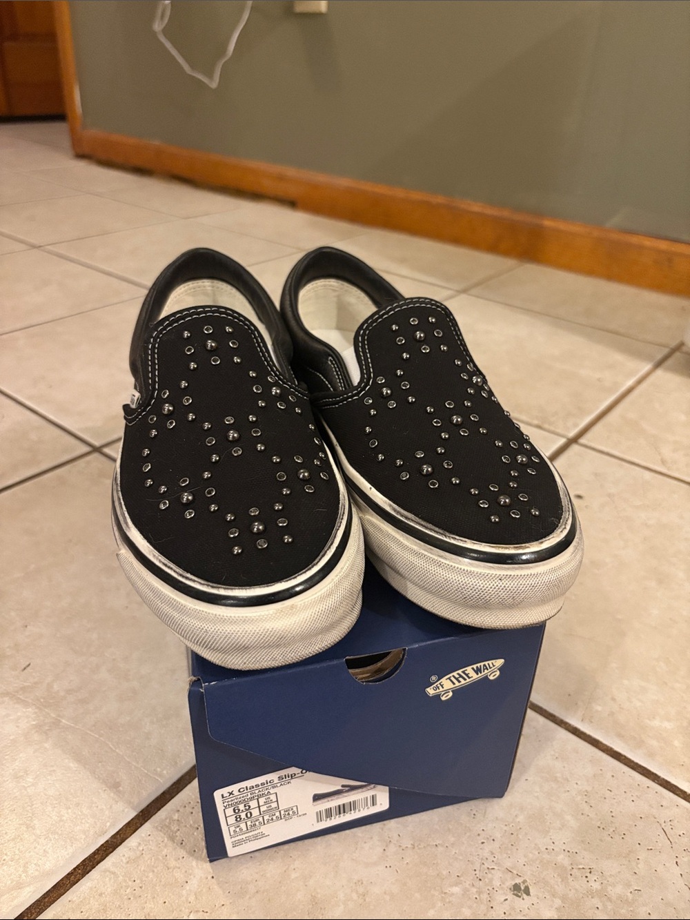 Vans Black Studded Slip-On Shoes - Picture 2 of 4